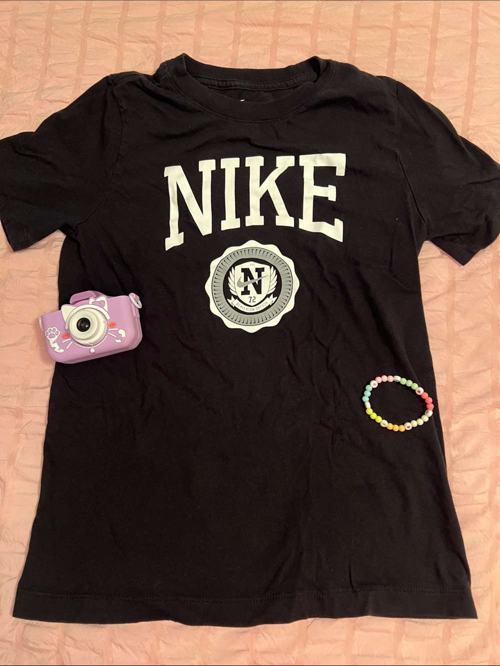 Nike Black Tee with White Collegiate Logo